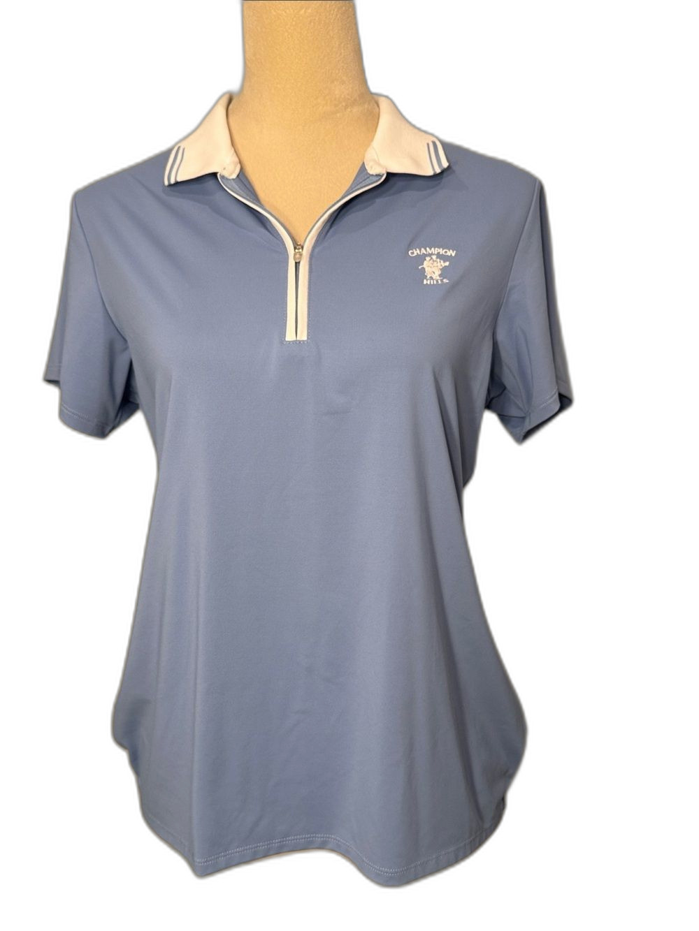 Peter Millar SPF 50  Light Blue Polo-Style 1/4 zip athletic golf shirt